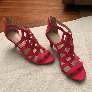Kellie & Katie Hot Pink Suede Sandal sz 10